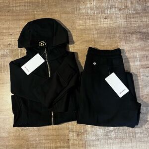 Lululemon Black full zip scuba jacket and Pants Set golden zipper (SOLD)
